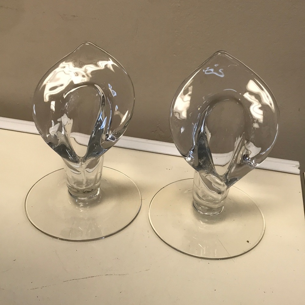 Pair of‎ Vintage (1940's) Cambridge Glass Calla Lily Candlesticks